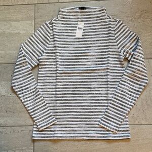 Ann Taylor Green and White Striped Knit Top